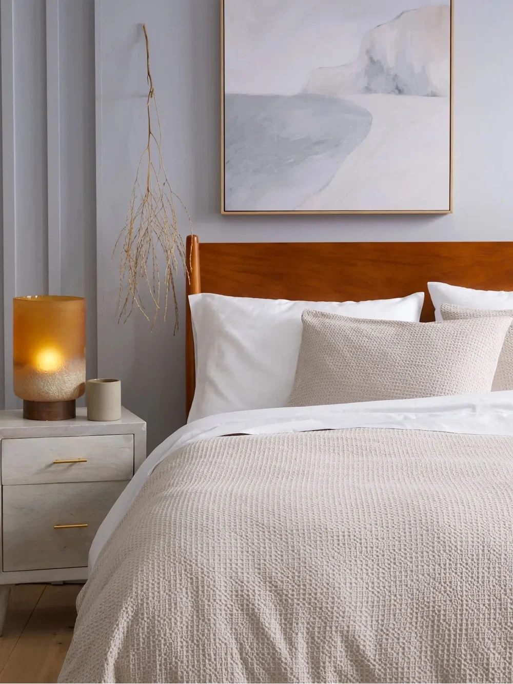 NEW Quince Organic Cotton Luxe Honeycomb Duvet Cover Set King California Sand